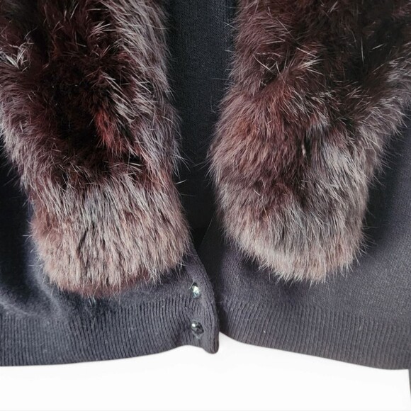 Vintage Fox Fur Collar Cardigan Orlon Acrylic - Picture 3 of 7